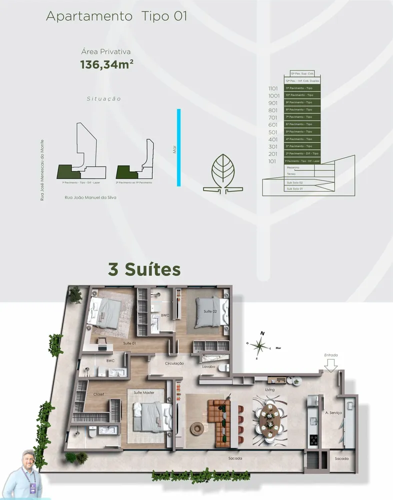 Apartamento, 3 quartos, 137 m² - Foto 3