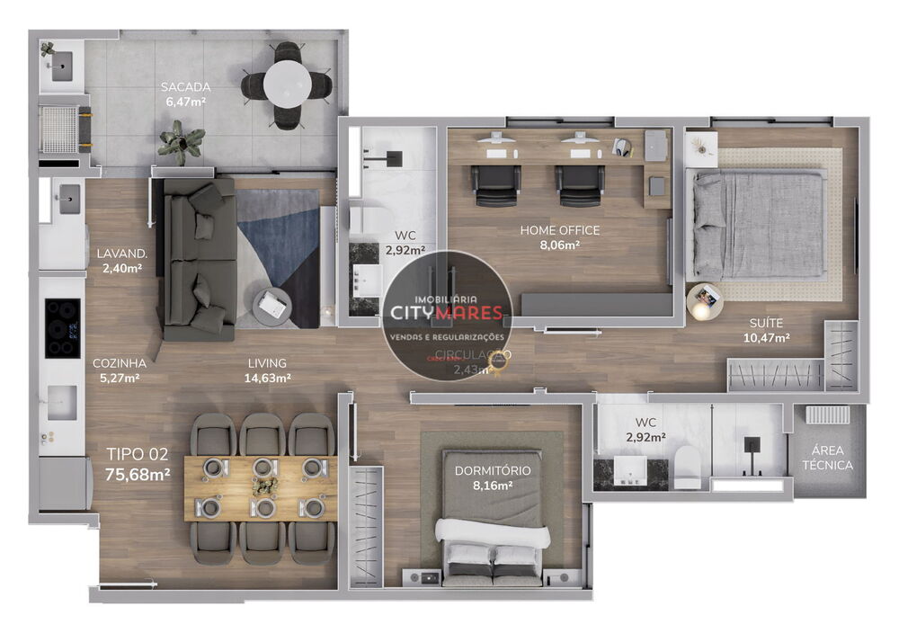 Apartamento, 3 quartos, 75 m² - Foto 2