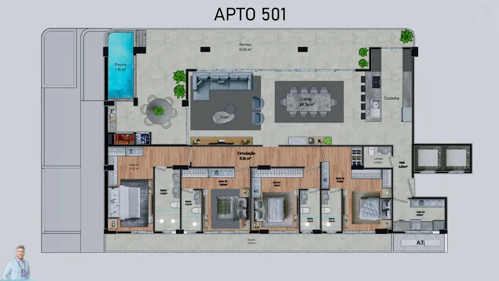 Apartamento, 4 quartos, 298 m² - Foto 3