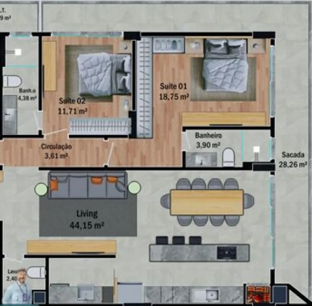 Apartamento, 3 quartos, 165 m² - Foto 1