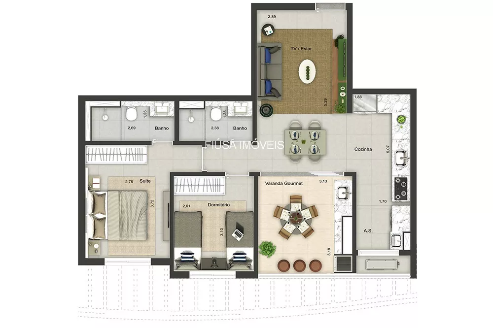 Apartamento, 2 quartos, 74 m² - Foto 2