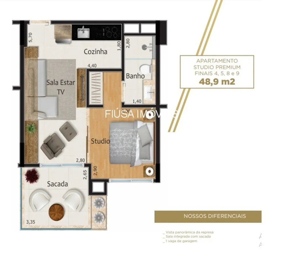 Apartamento, 1 quarto, 48 m² - Foto 12