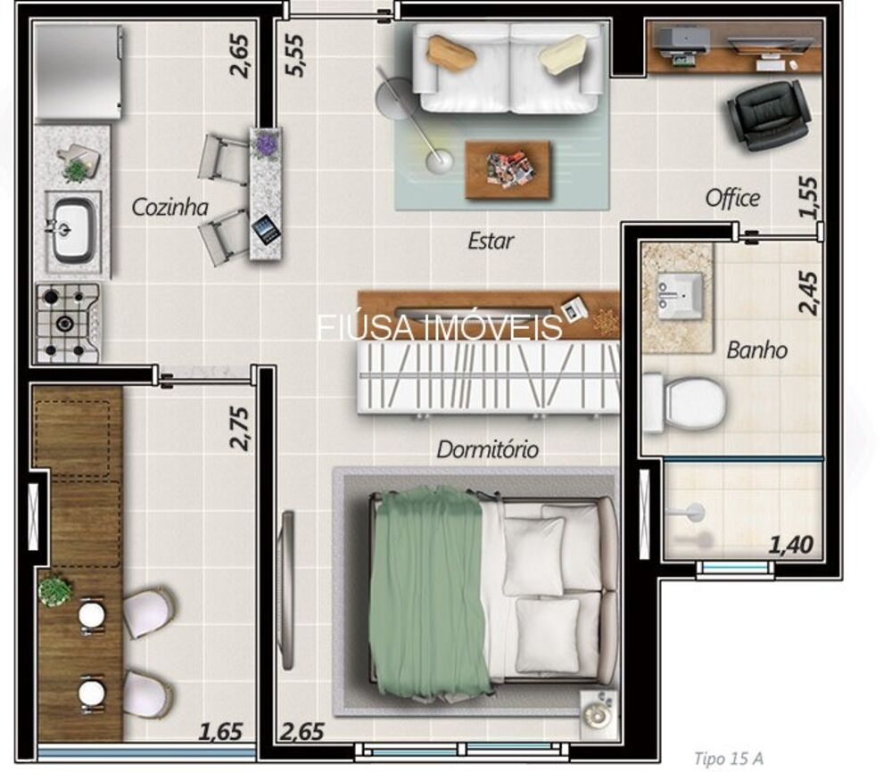 Apartamento à venda com 1 quarto, 57m² - Foto 3
