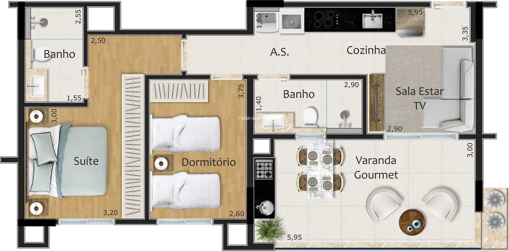 Apartamento, 1 quarto, 48 m² - Foto 1