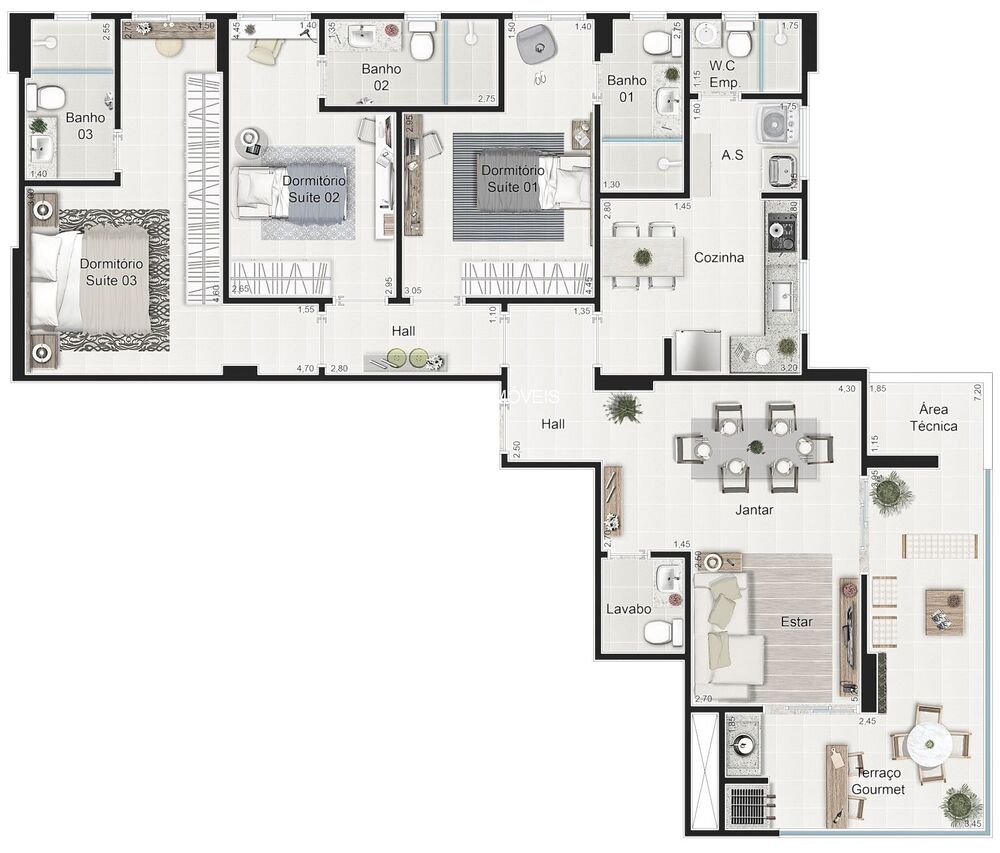 Apartamento, 3 quartos, 121 m² - Foto 7