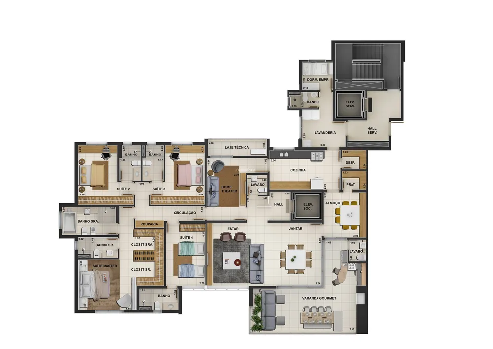 Apartamento, 4 quartos, 278 m² - Foto 1