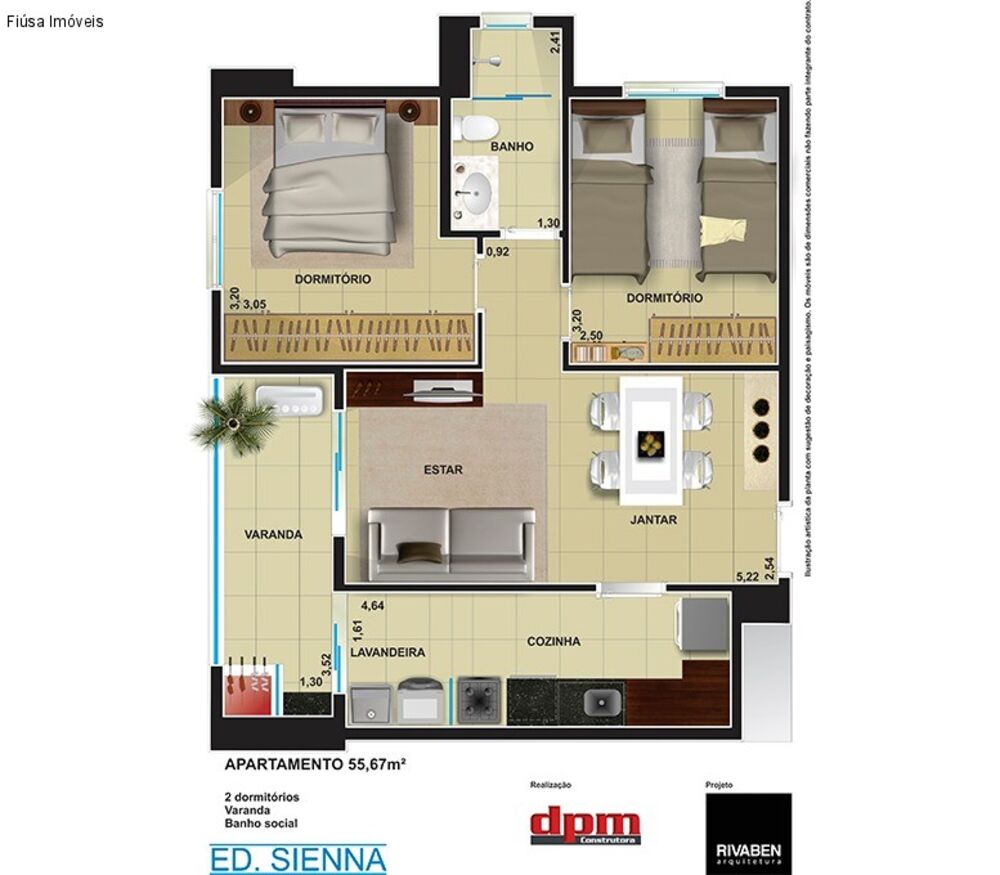 Apartamento, 2 quartos, 55 m² - Foto 2