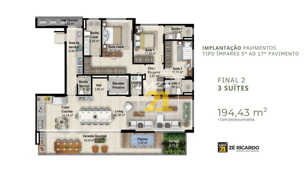 Apartamento, 3 quartos, 194 m² - Foto 3