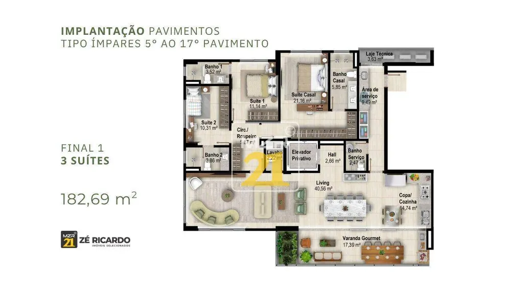 Apartamento, 3 quartos, 182 m² - Foto 2