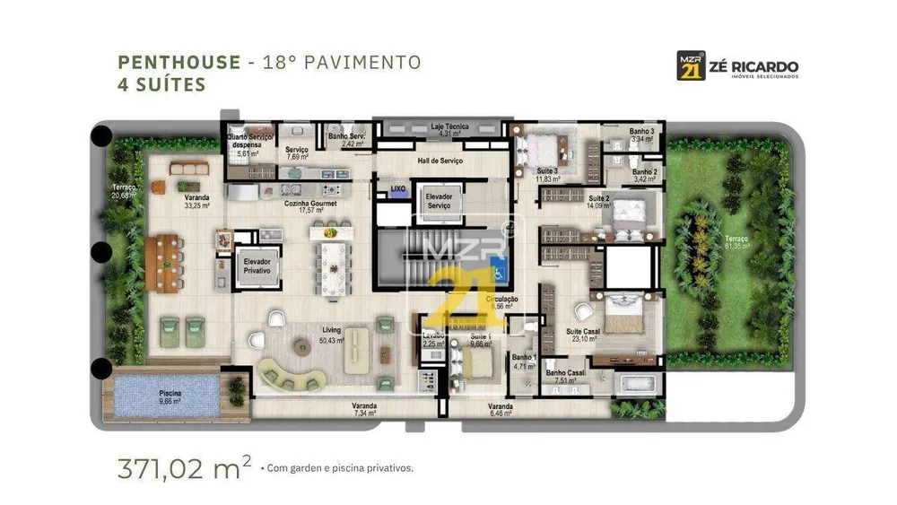 Cobertura, 4 quartos, 371 m² - Foto 1