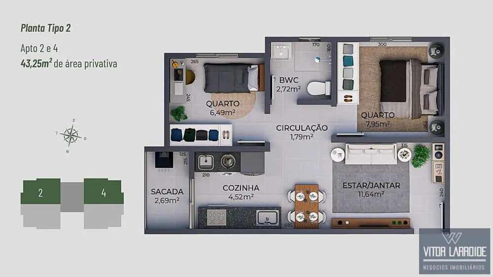 Apartamento, 2 quartos, 42 m² - Foto 3