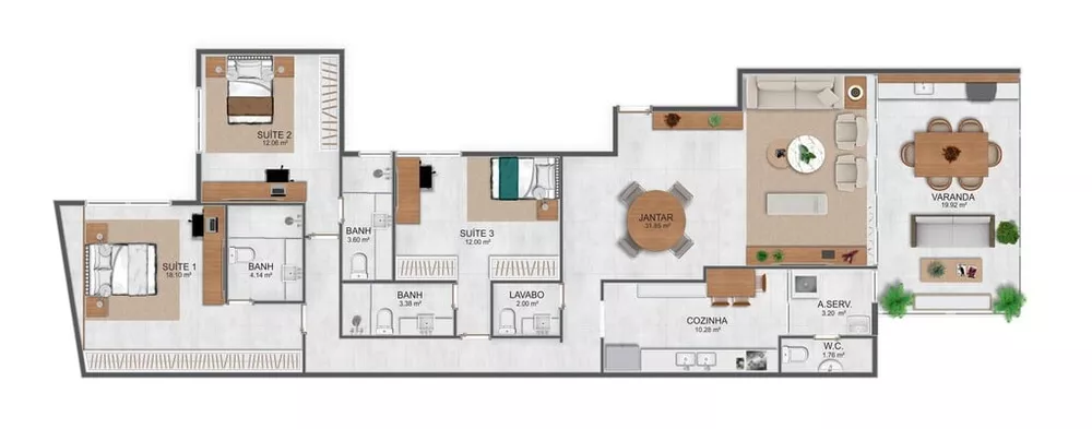 Apartamento à venda com 3 quartos, 147m² - Foto 6