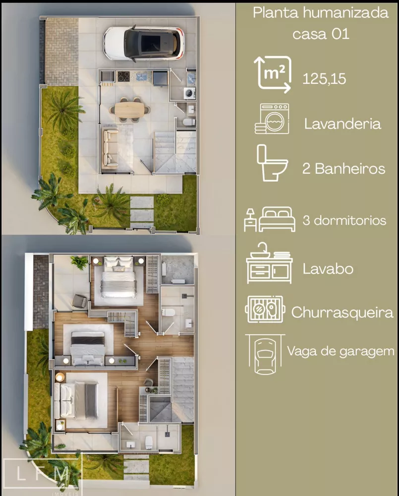 Sobrado, 3 quartos, 118 m² - Foto 1