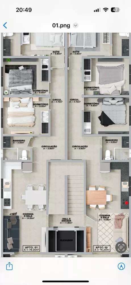Apartamento, 3 quartos, 76 m² - Foto 1