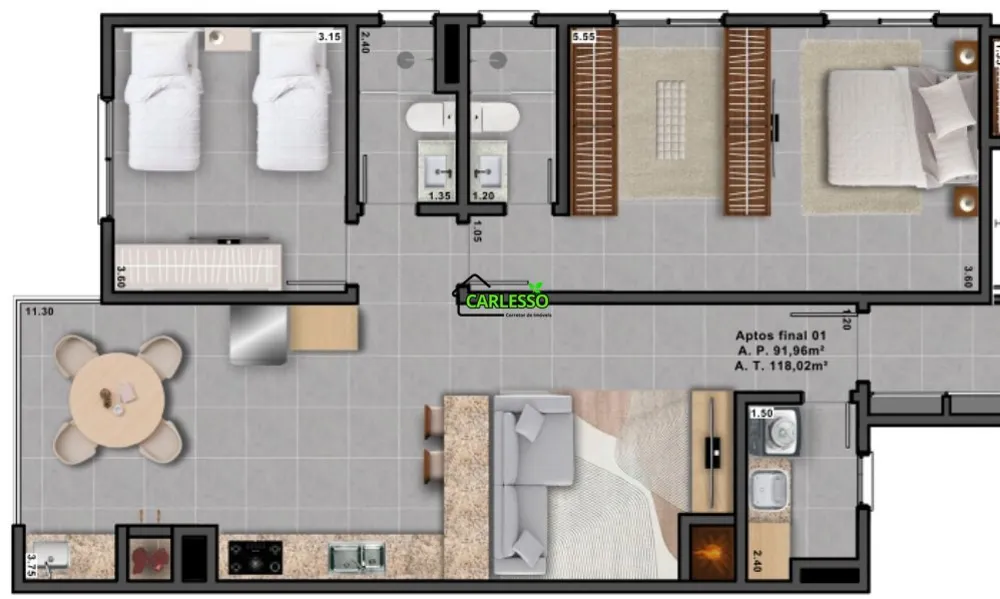 Apartamento, 3 quartos, 91 m² - Foto 5