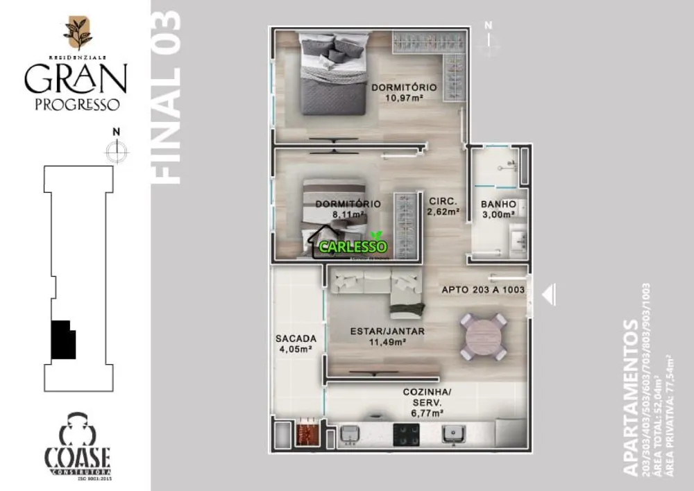 Apartamento, 2 quartos, 52 m² - Foto 9