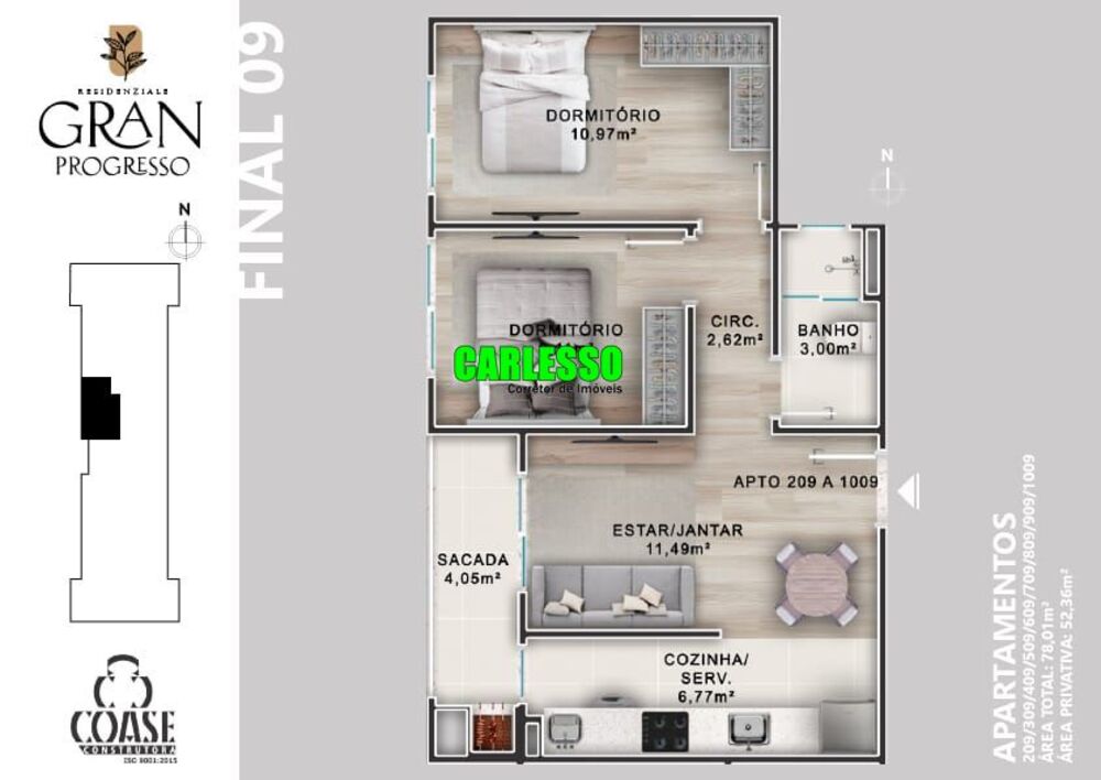Apartamento, 2 quartos, 52 m² - Foto 2