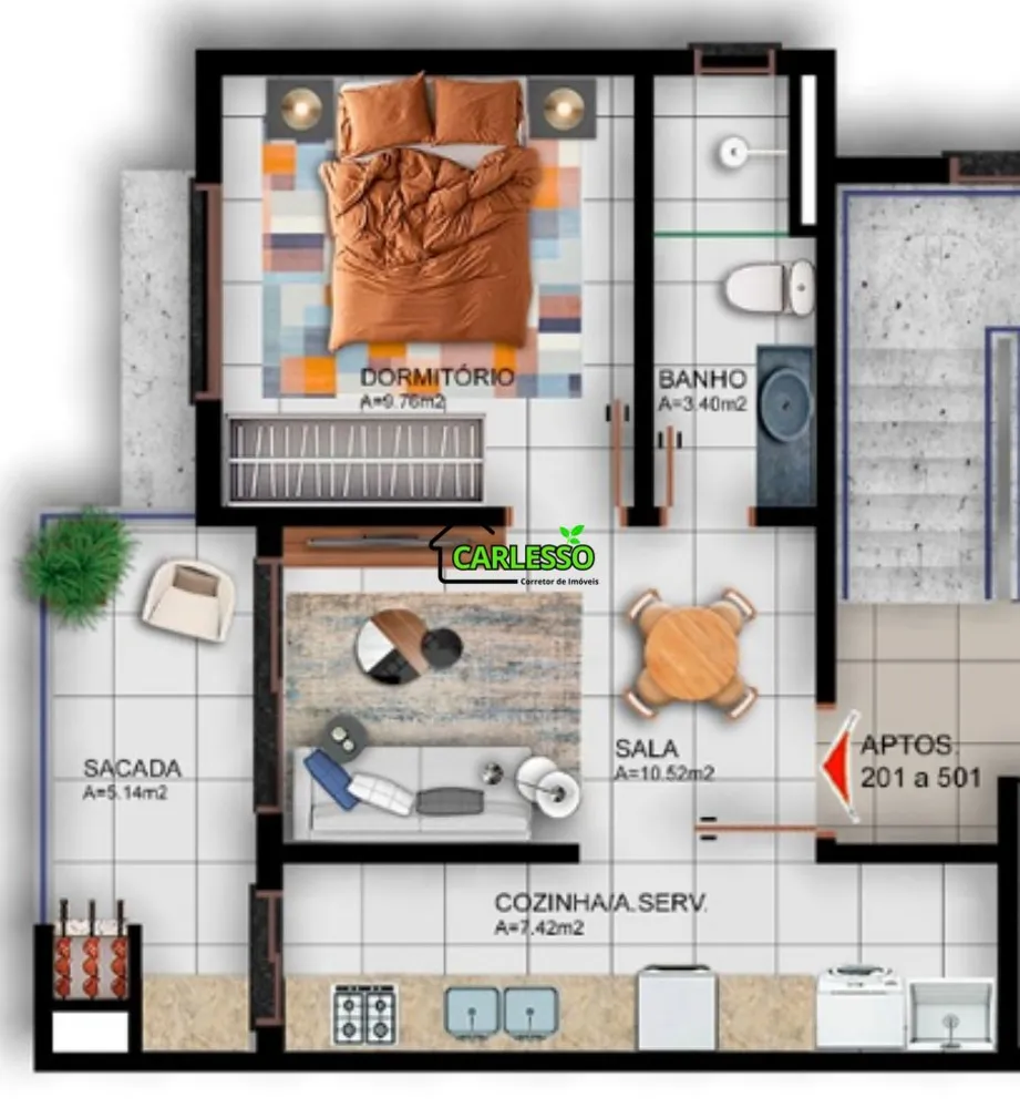 Apartamento, 1 quarto, 40 m² - Foto 3