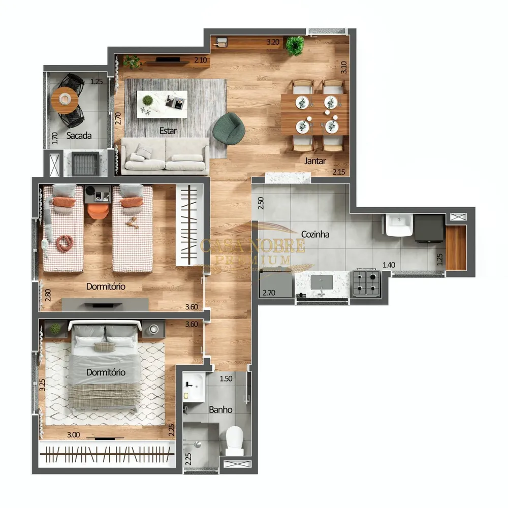 Apartamento, 2 quartos, 62 m² - Foto 3