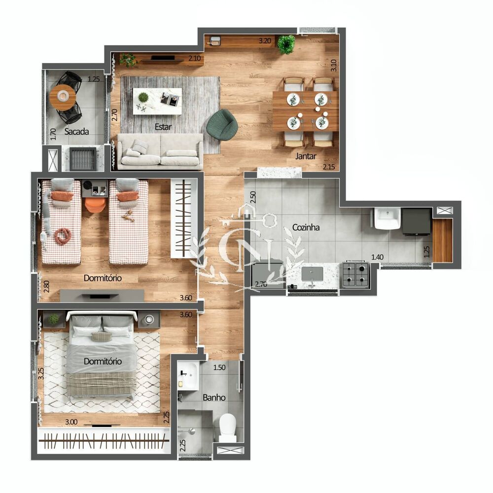 Apartamento à venda com 2 quartos, 62m² - Foto 3