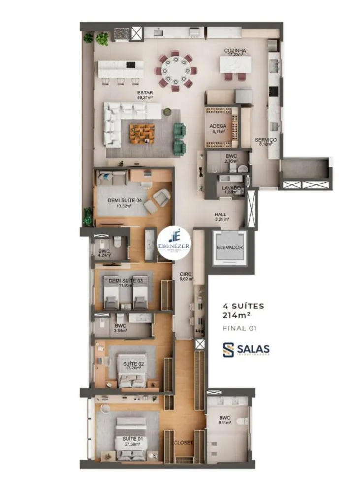 Apartamento, 3 quartos, 196 m² - Foto 15