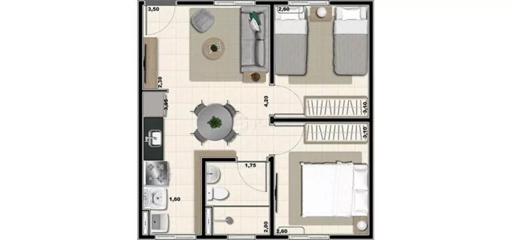 Apartamento à venda com 2 quartos, 43m² - Foto 3