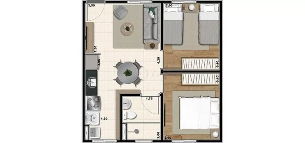 Apartamento à venda com 2 quartos, 43m² - Foto 2