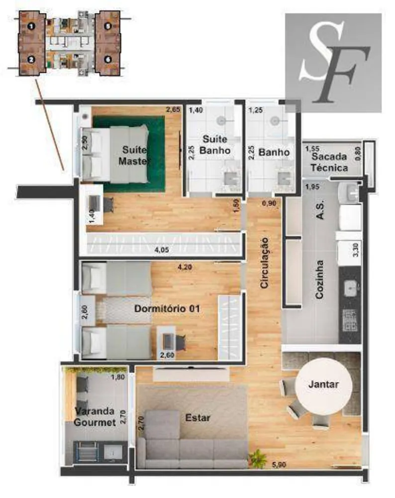Apartamento, 2 quartos, 76 m² - Foto 2
