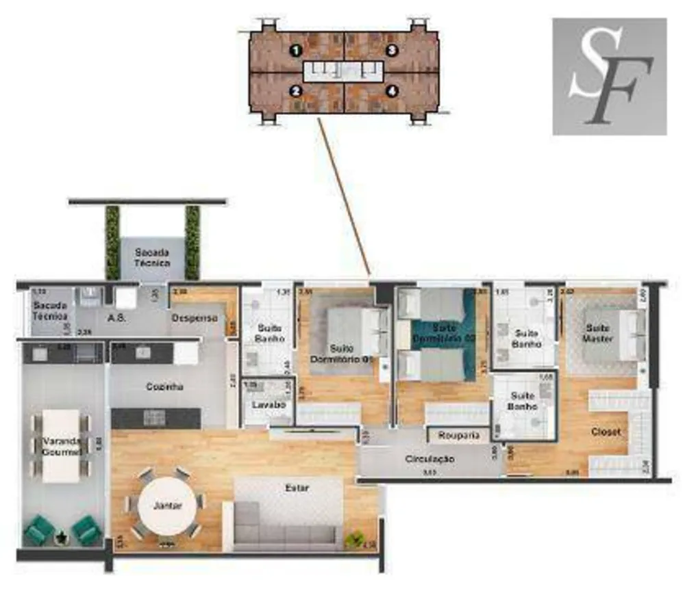Apartamento, 3 quartos, 125 m² - Foto 2