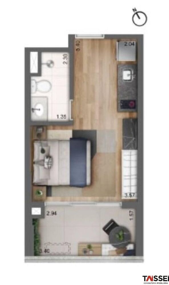 Apartamento à venda com 1 quarto, 27m² - Foto 2