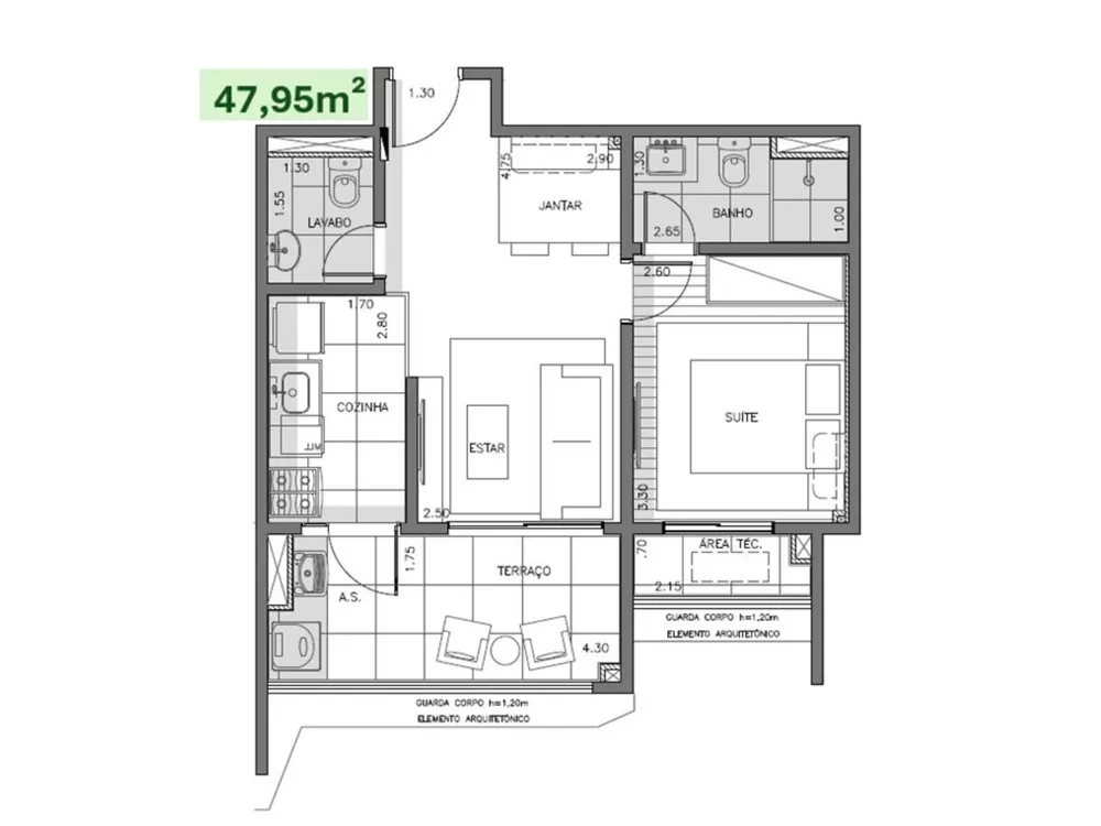 Apartamento, 1 quarto, 47 m² - Foto 5