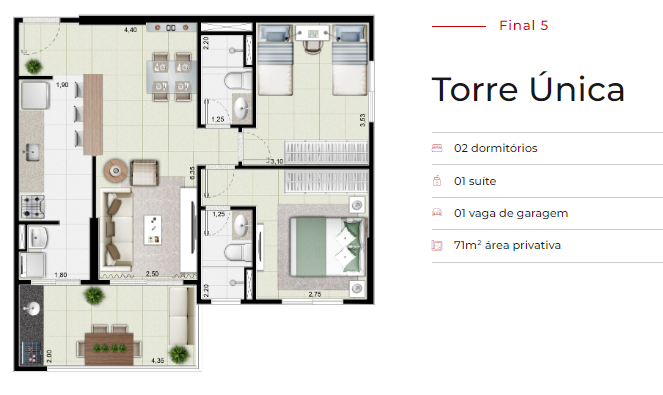 Apartamento à venda com 2 quartos, 71m² - Foto 4