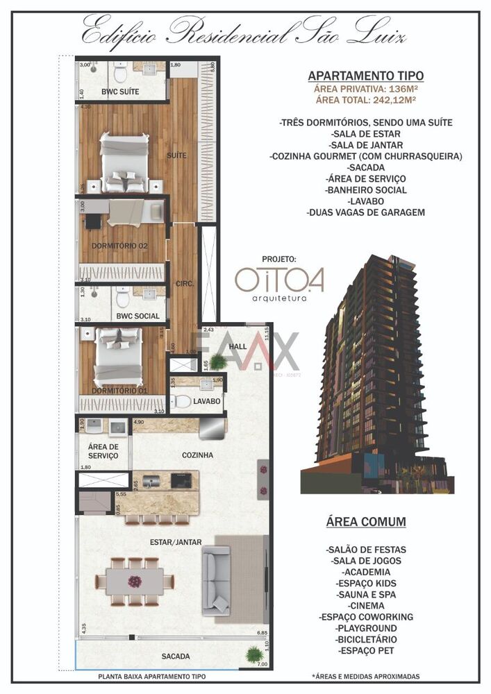 Apartamento à venda com 2 quartos, 136m² - Foto 4