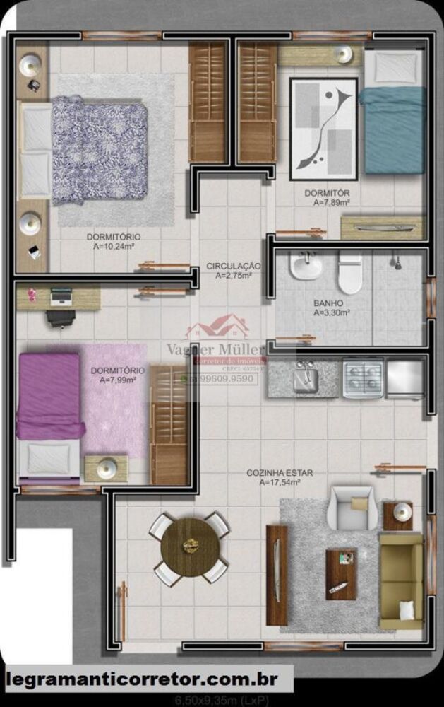 Casa, 3 quartos, 57 m² - Foto 2