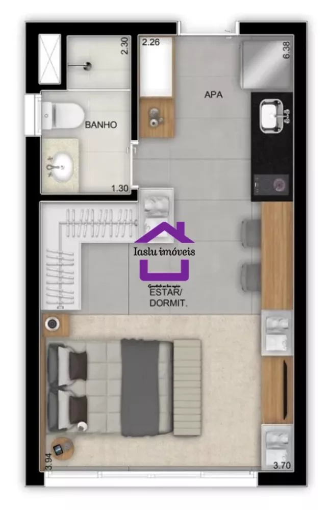 Apartamento, 1 quarto, 27 m² - Foto 2