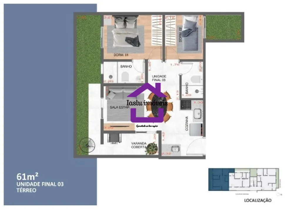 Apartamento, 2 quartos, 61 m² - Foto 1