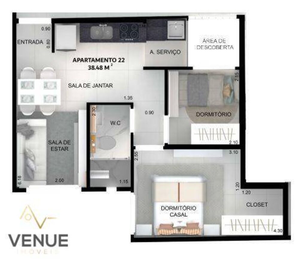 Apartamento, 2 quartos, 40 m² - Foto 3