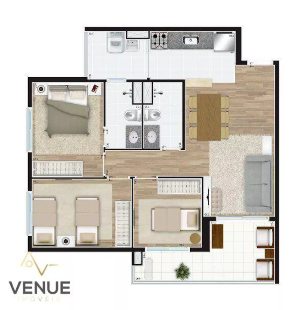 Apartamento, 3 quartos, 72 m² - Foto 3