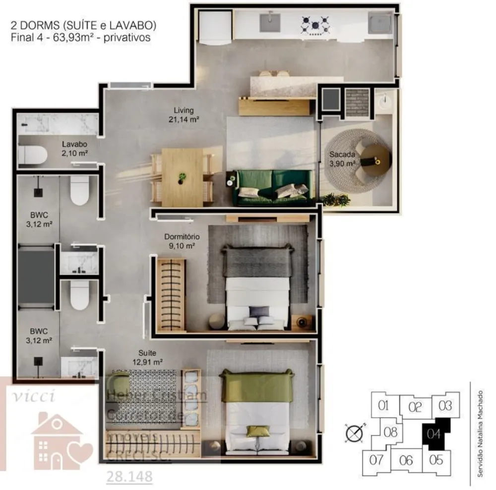 Apartamento, 2 quartos, 61 m² - Foto 3