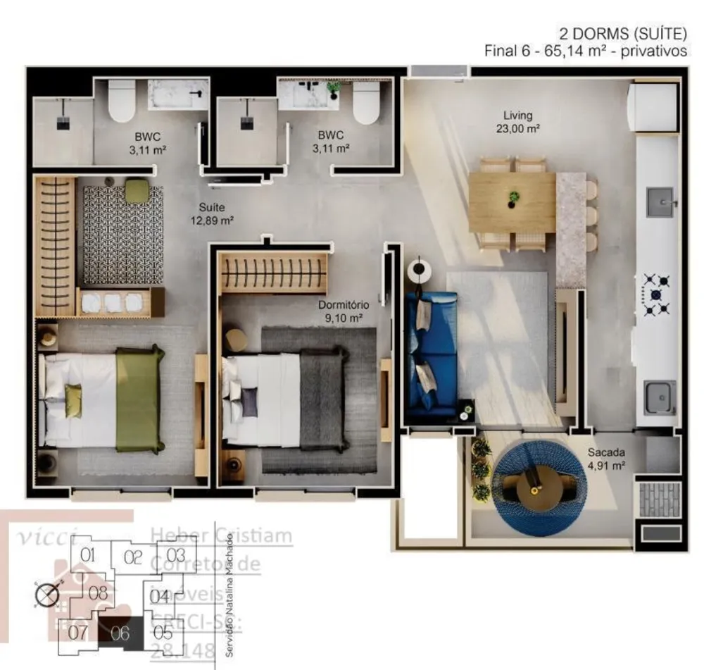 Apartamento, 2 quartos, 61 m² - Foto 4