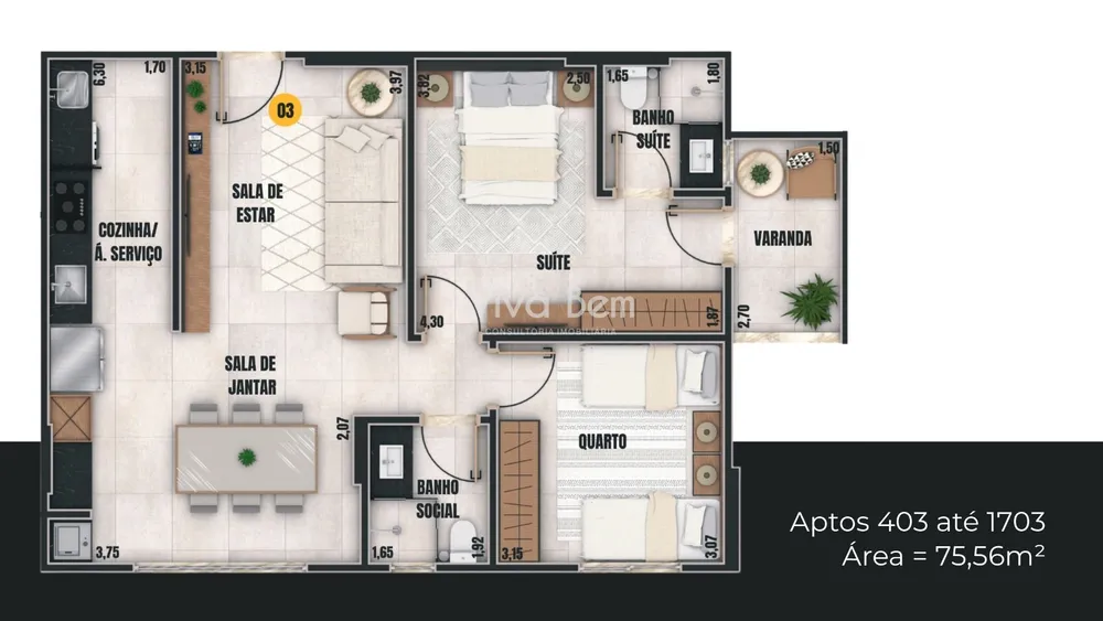 Apartamento, 3 quartos, 100 m² - Foto 14