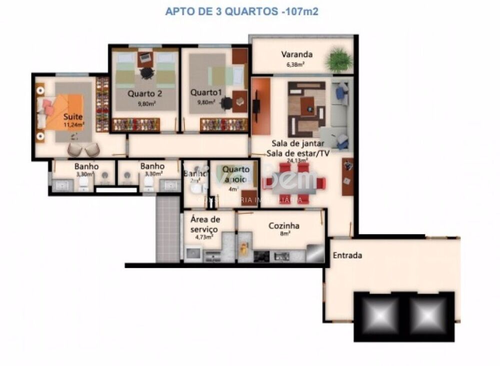 Apartamento, 3 quartos, 106 m² - Foto 4