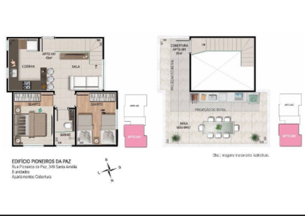 Apartamento à venda com 3 quartos, 45m² - Foto 3