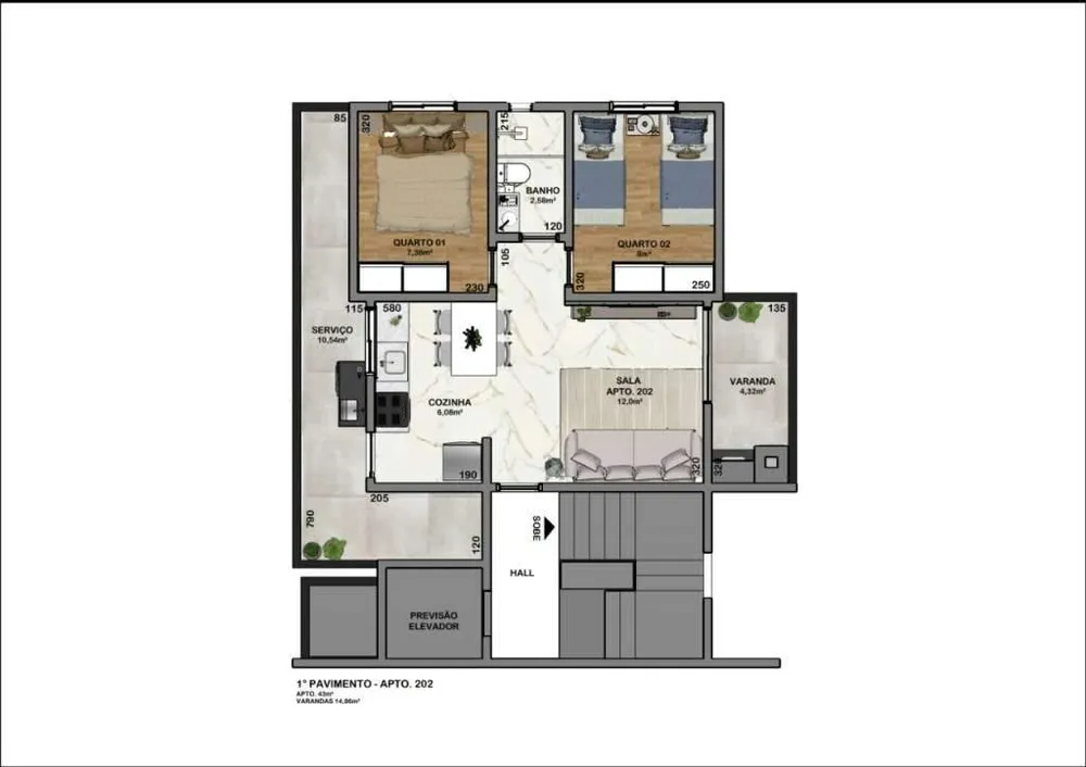 Apartamento, 2 quartos, 43 m² - Foto 1