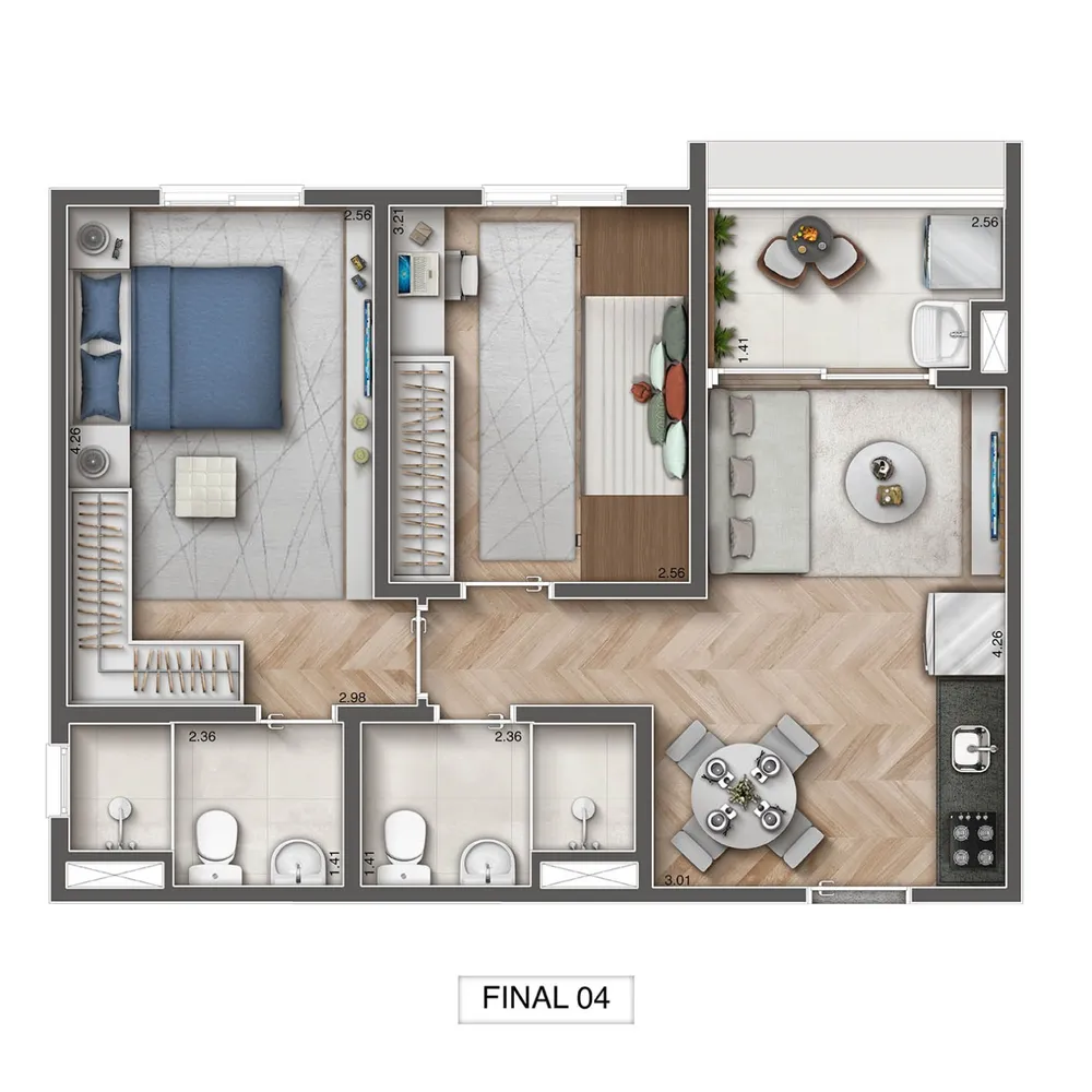 Apartamento, 2 quartos, 49 m² - Foto 3