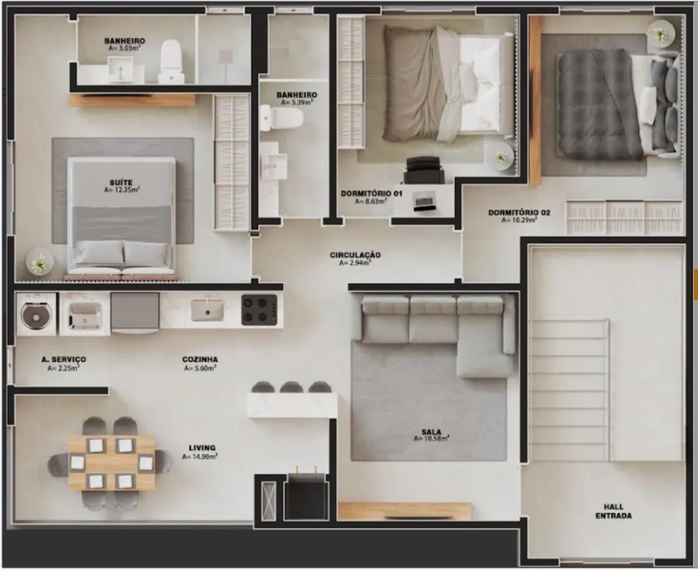 Apartamento, 3 quartos - Foto 3