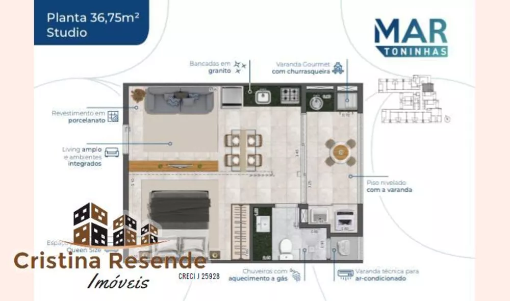 Apartamento à venda com 1 quarto, 36m² - Foto 13