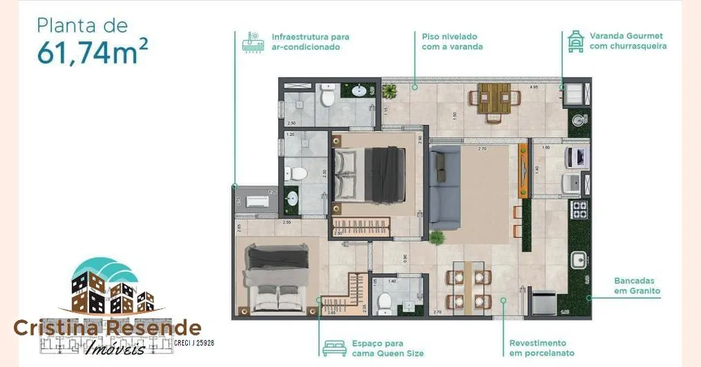 Apartamento, 2 quartos, 73 m² - Foto 9