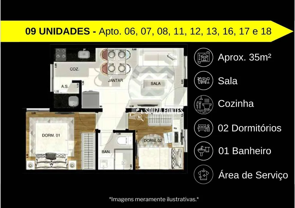 Apartamento, 2 quartos, 50 m² - Foto 2