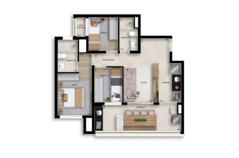 Apartamento, 3 quartos, 67 m² - Foto 1
